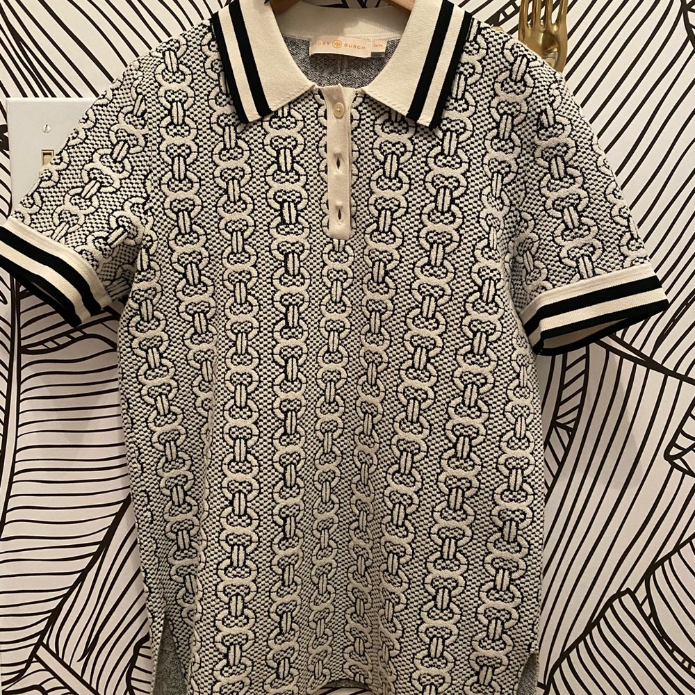 Tory Burch Gemini Link Sweater Polo Shirt Top XS